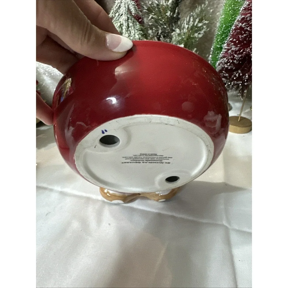 St. Nicholas Square Double Wall Ceramic Santa Candy/Nuts/Cookies/Dip Bowl